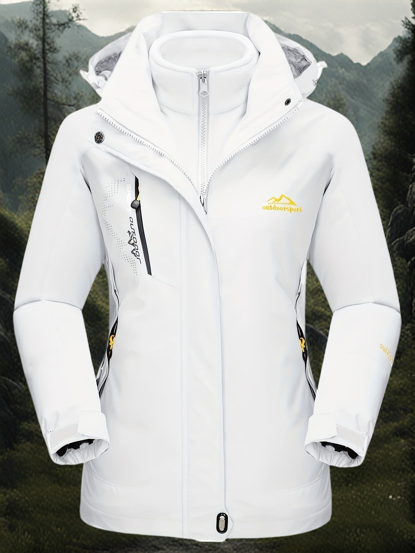 Women's 3-in-1 Winter Coats Lined Winter Snow Ski Jacket Parka Hiking Hooded Coat Multi-pocket Winter Camping Parka Wear Resistant Snowboarding Warm Jacket