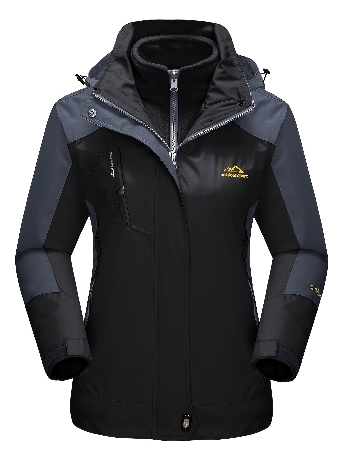 Women's 3-in-1 Winter Coats Lined Winter Snow Ski Jacket Parka Hiking Hooded Coat Multi-pocket Winter Camping Parka Wear Resistant Snowboarding Warm Jacket