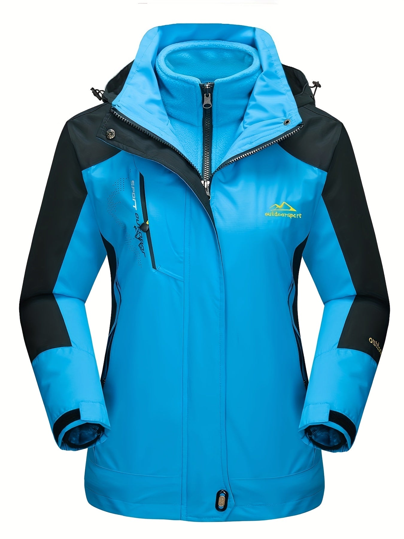 Women's 3-in-1 Winter Coats Lined Winter Snow Ski Jacket Parka Hiking Hooded Coat Multi-pocket Winter Camping Parka Wear Resistant Snowboarding Warm Jacket