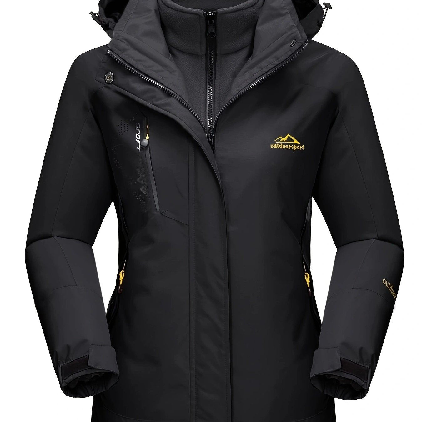 Women's 3-in-1 Winter Coats Lined Winter Snow Ski Jacket Parka Hiking Hooded Coat Multi-pocket Winter Camping Parka Wear Resistant Snowboarding Warm Jacket