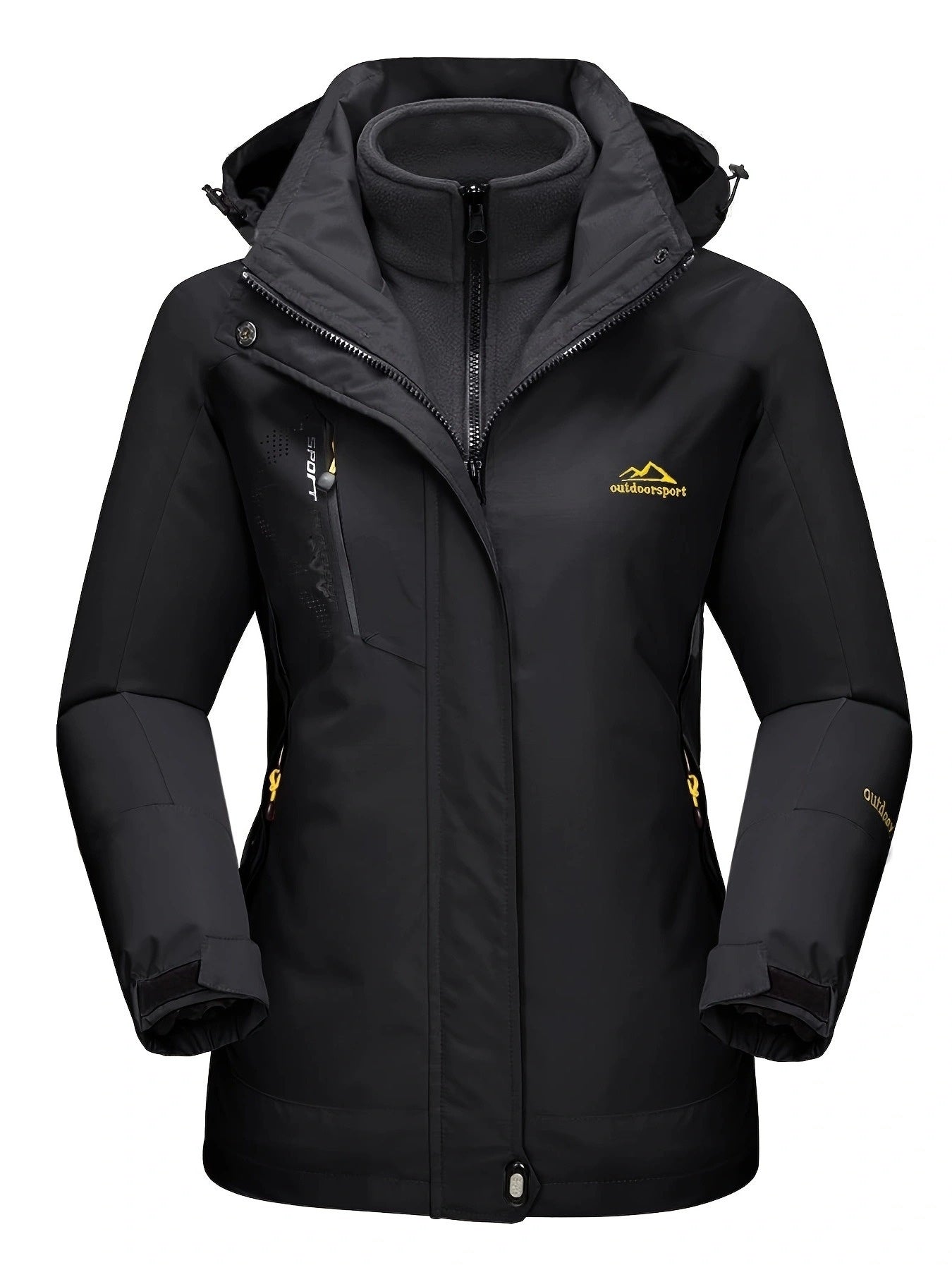 Women's 3-in-1 Winter Coats Lined Winter Snow Ski Jacket Parka Hiking Hooded Coat Multi-pocket Winter Camping Parka Wear Resistant Snowboarding Warm Jacket