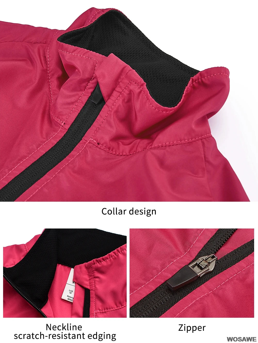 WOSAWE Ladies Windproof Cycling Jackets Hooded Riding Waterproof Cycle Clothing Bike Long Sleeve Jerseys Reflective Wind Coat