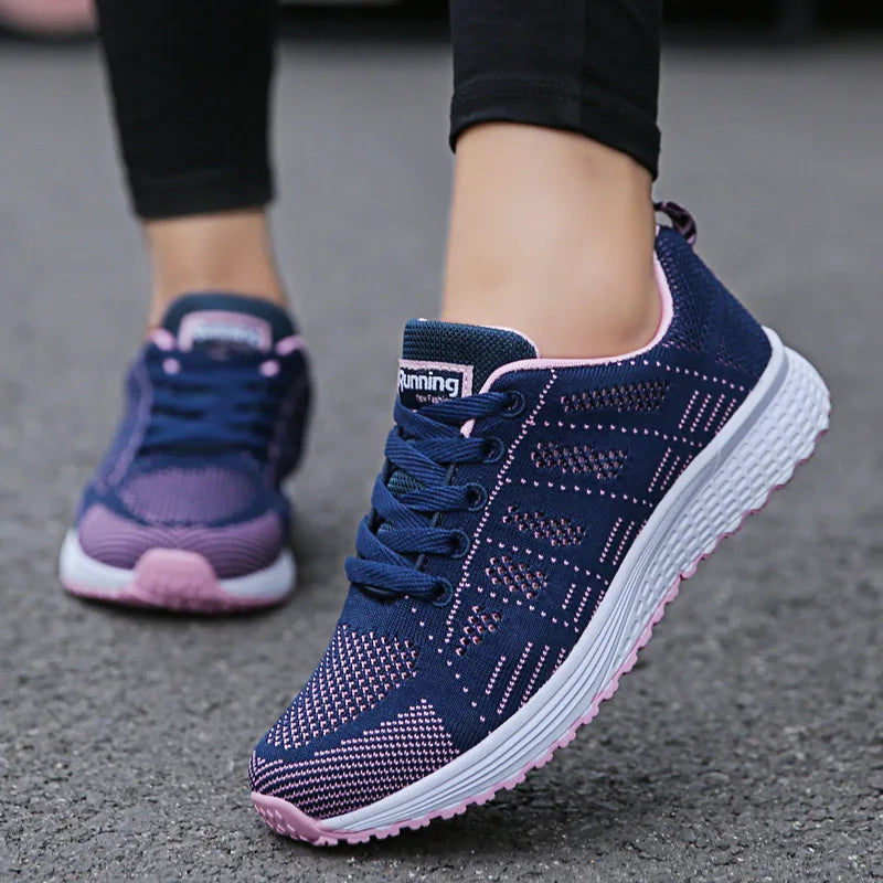 Women Casual Shoes Fashion Breathable Walking Mesh Flat Shoes Sneakers Women 2025 Gym Vulcanized Shoes White Female Footwear
