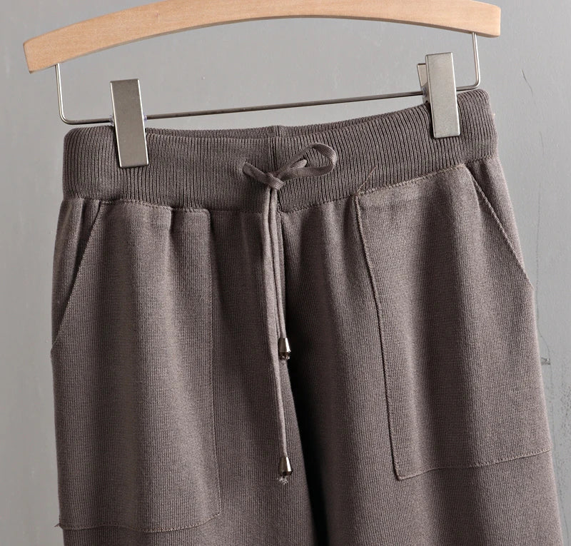 GIGOGOU Spring Autumn 3 Piece Women Cardigan Tracksuits Fashion Knitted Pocket Pant Set Ladies Sweater Suit