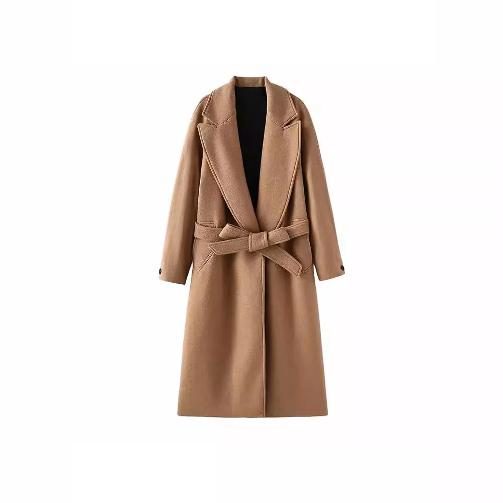 2025 Autumn/Winter New Personalized Fashion Casual Neutral Belt Coat Warm Long Coat