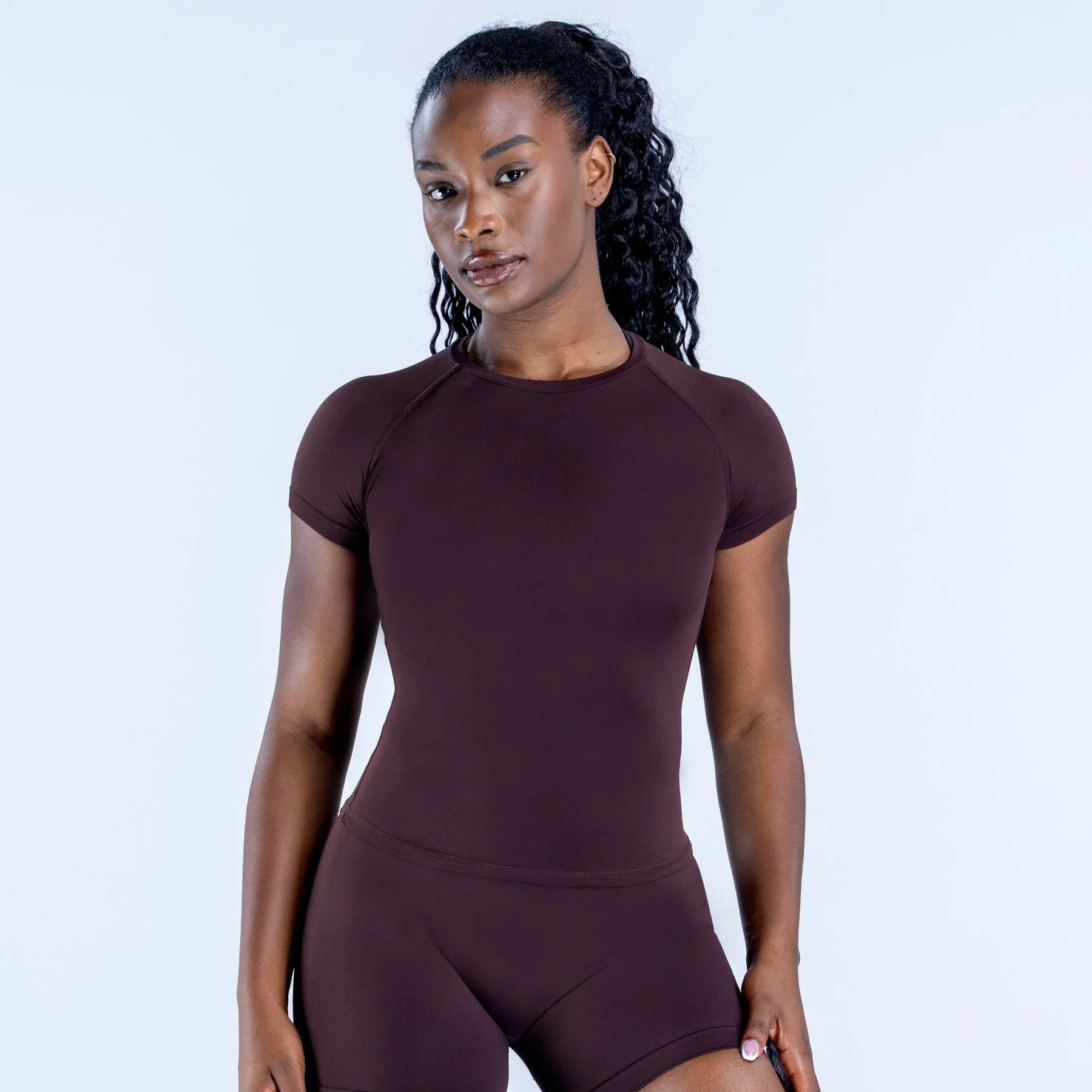 No Logos Impact Short Sleeve Top High Elastic Skinny Seamless Short Sleeve Fitness T-Shirt Women Gym Clothes Running Sports Tee