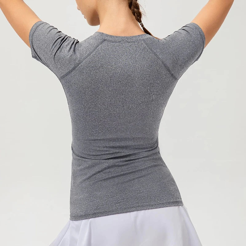 Women's Compression Shirt Short Sleeve Athletic Yoga Running T-Shirt Summer Gym Workout Quick Dry Stretchy Tees Tops Baselayer