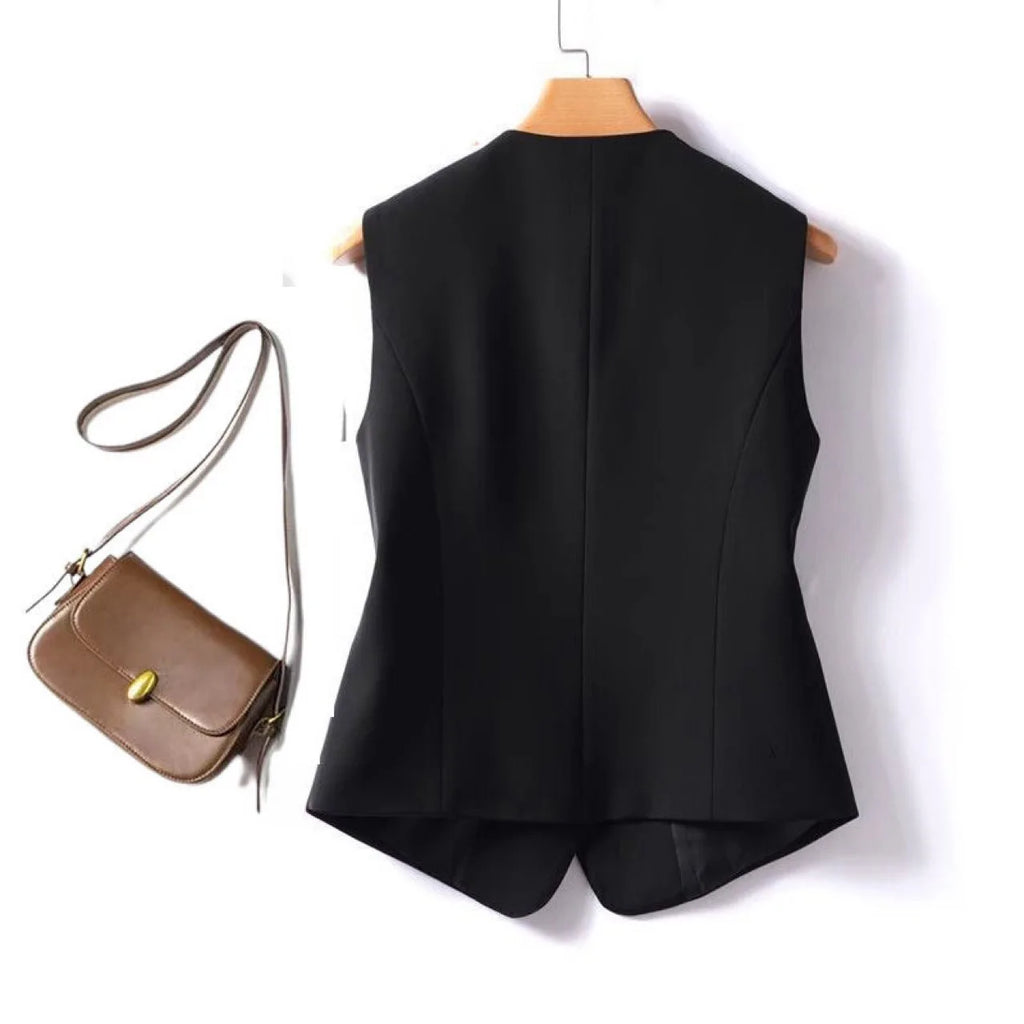 Simple Casual Women's Pure Color Buttoned Vest New Spring 2025 Independent Station Cross-Border Thiened Polyester Fiber