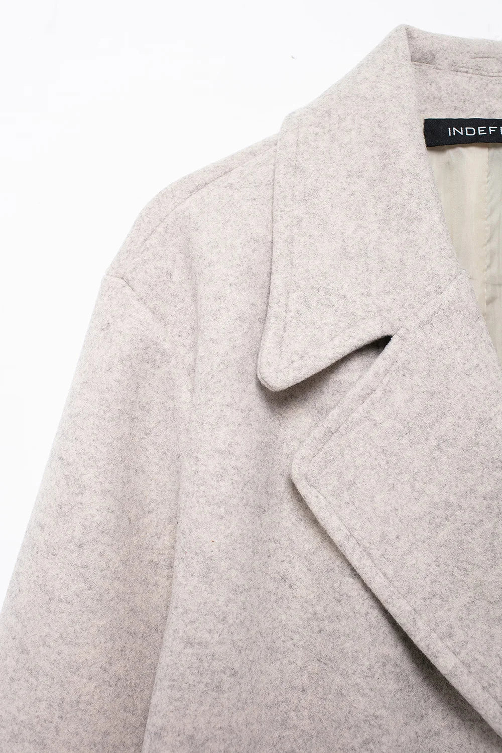 TRAFZA Women Winter Casual Wool Blend Notched Lapel Collar Coat Chic Double-breasted Trench Coats Oversized Female Long Jackets