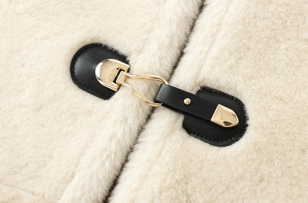 Thick Warm Faux Fur Jacket for Women, Long Sleeve Coat, Front Toggle, Female Outerwear, Chic Tops, Fashion