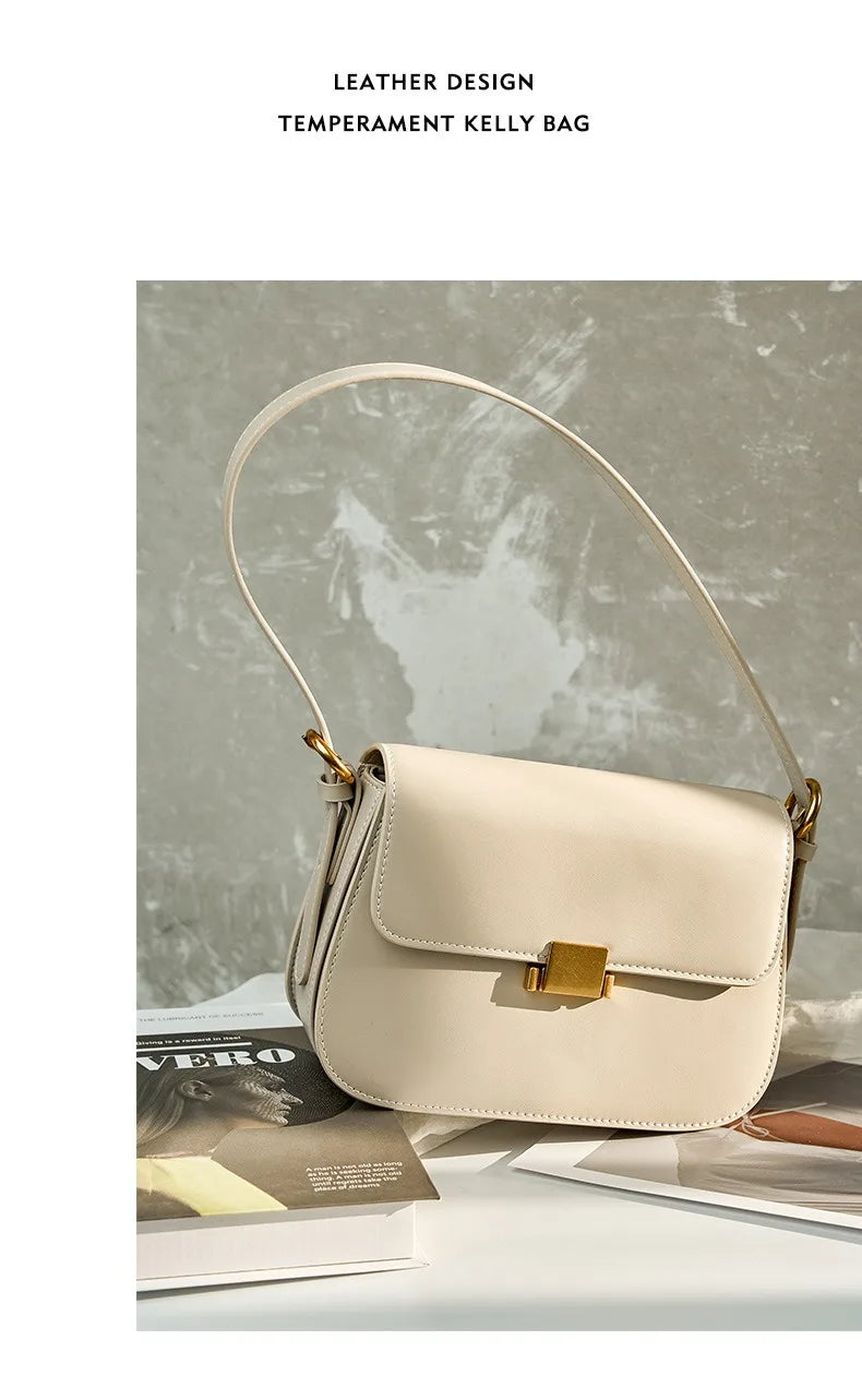 Luxury Underarm Bag, Genuine Leather Women's Bag, 2025 New Spring/Summer Fashion Tofu Bag, Single Shoulder Crossbody Bag