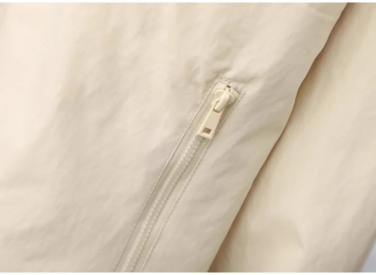 Women's New Autumn Zippered Loose Workwear Windbreaker Short Coat Women's Casual Long-sleeved Tops