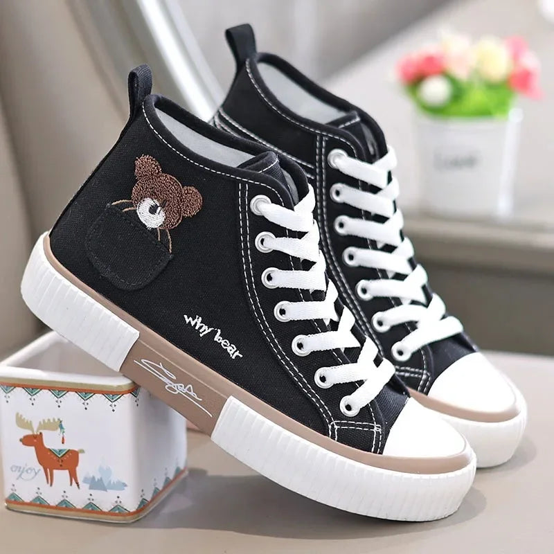Cute Canvas Shoes Women Breathable Sneakers Brand Sport Shoes for Woman Casual Vulcanized Shoe Flats High Top Zapatos Mujer