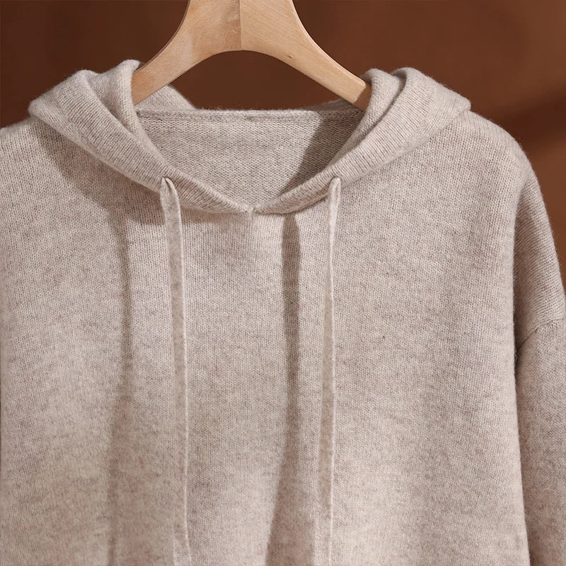 ADDONEE Autumn Winter Women's 100% Wool Set Hoodie Pullover Wide Leg Pants Thick Casual Cashmere Knitwear Sweater Trousers Suit