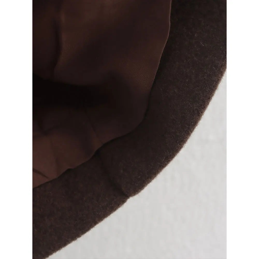 DUOPERI Autumn Winter Women's Brown Woolen Coat Warm Fashion Notch Neck Long Sleeves Female Elegance Chic Lady Outfits