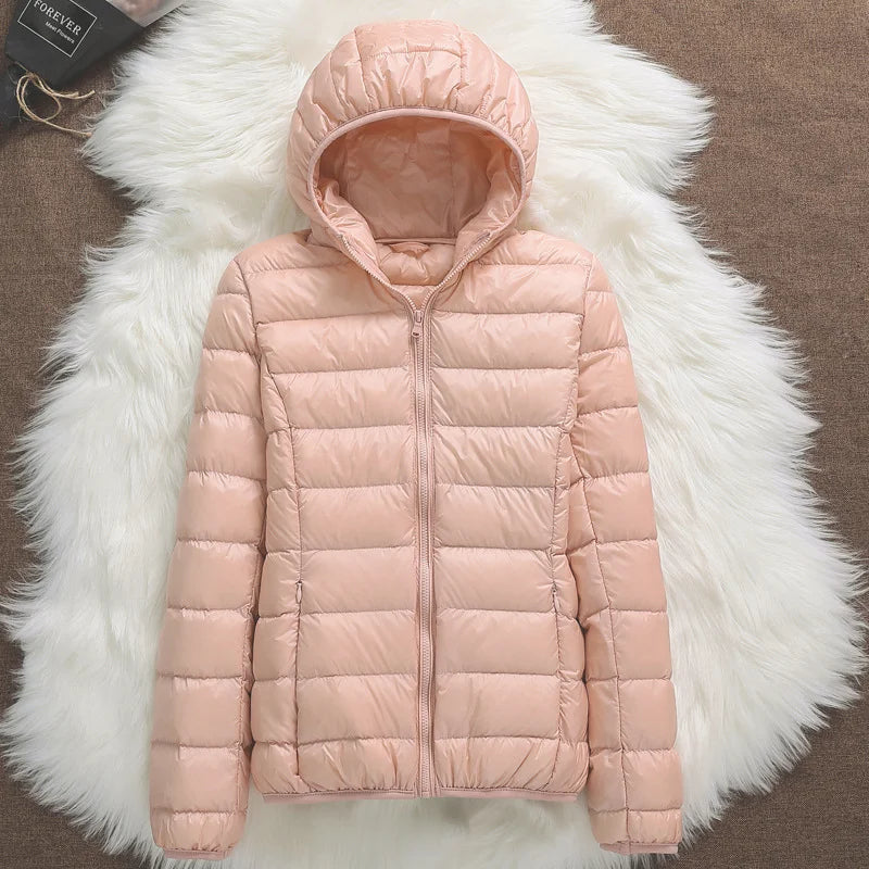 15 Colors Women Hooded Puffer Jackets 2025 New Spring Winter 90% White Duck Down Female Coats Ultralight Packable Casual Parkas