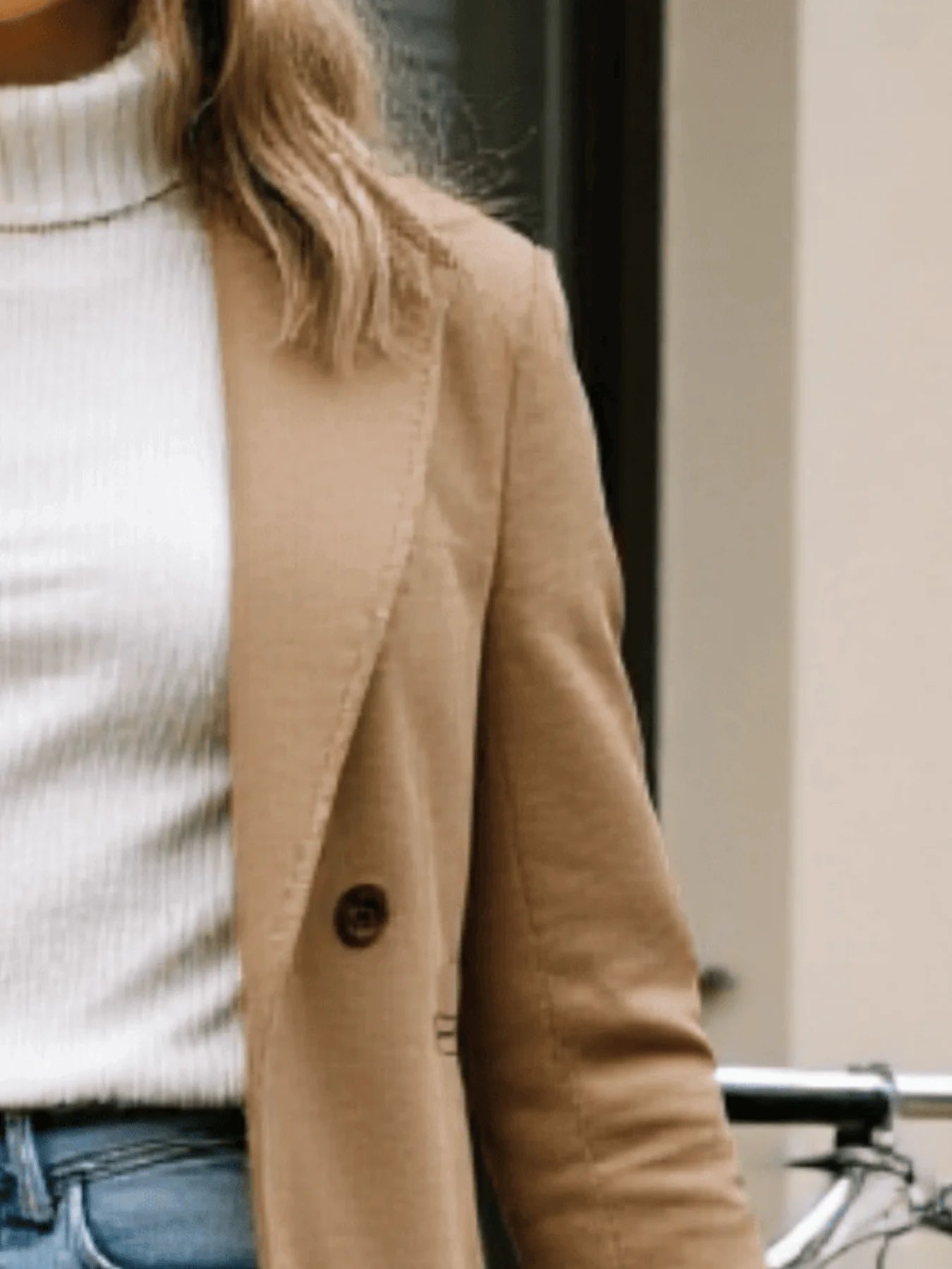 Women's Wool Overcoat Thickened Warm Double-Breasted Wool Coat for Autumn Winter, Button Accented Winter Wool Overcoat