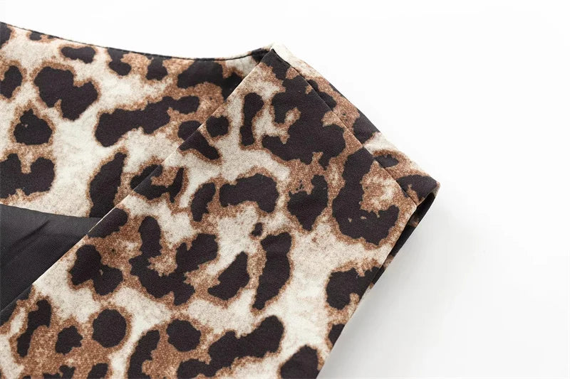 MUJER Leopard Print Vests for Women Waistcoat Cropped Sleeveless Vest Woman Fashion Short Jacket Women Streetwear Women's Coats