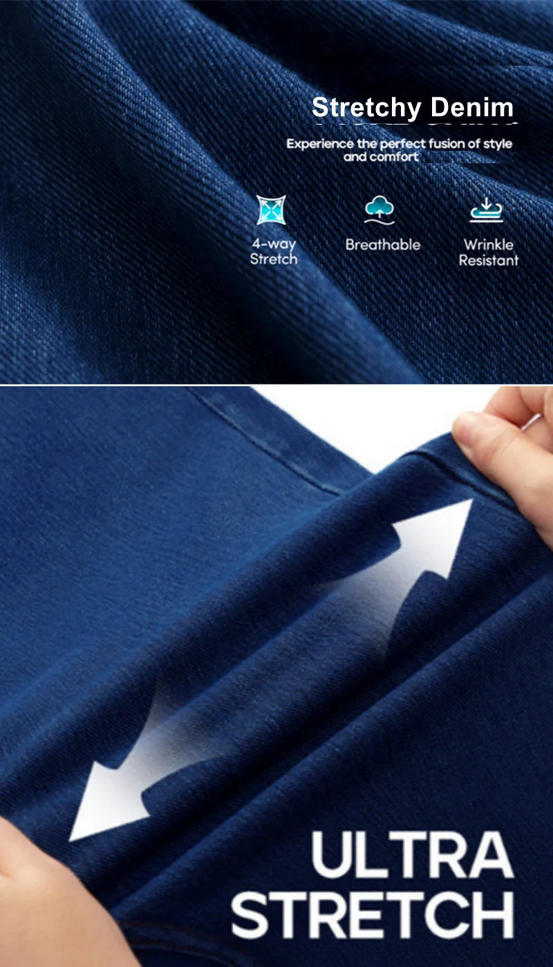 Wide Leg Jeans Woman High Waist Pull On Baggy  Stretchy Jean Pants Straight Leg Denim Pants Elastic Waist