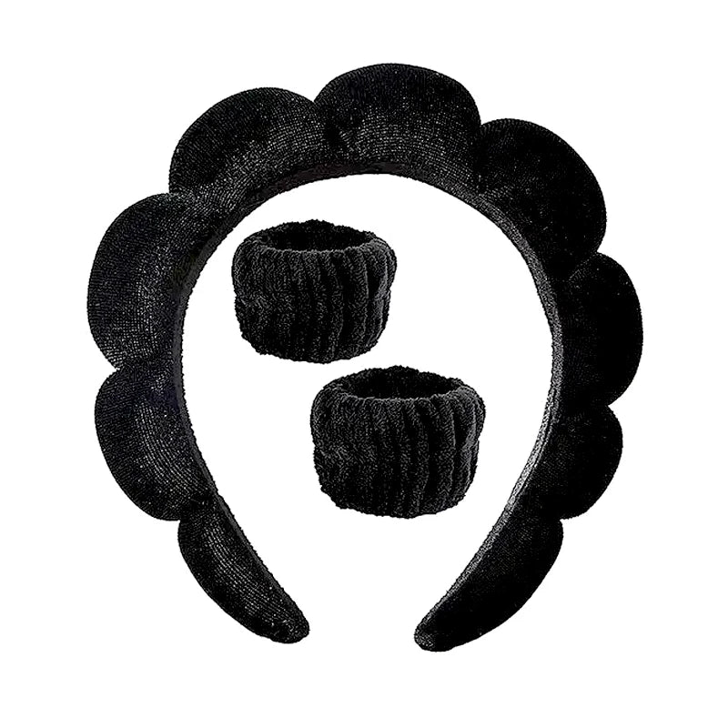 Cute Fashion Multifunctional Women's Face Washing Cuffs Waterproof Water Absorbent Wrist Cotton Velvet Hairband Hair Accessories