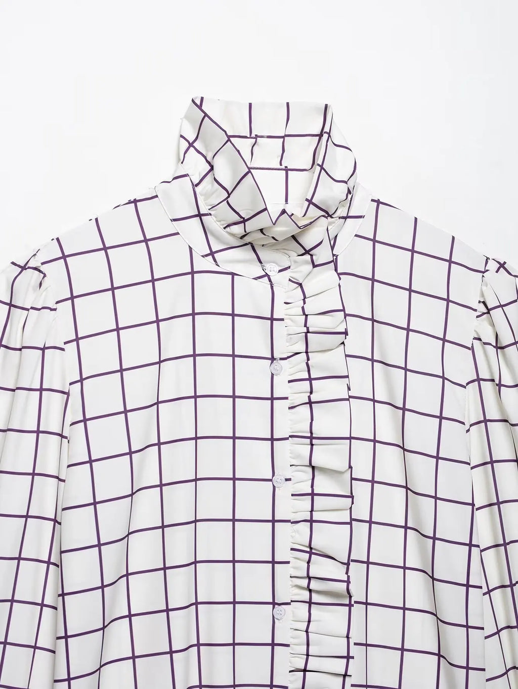 Yaphleet Women Elegant Ruffles Loose Purple Shirts 2025 Fashion Ladies Casual Blouses for Festival Female Chic Tops Clothes