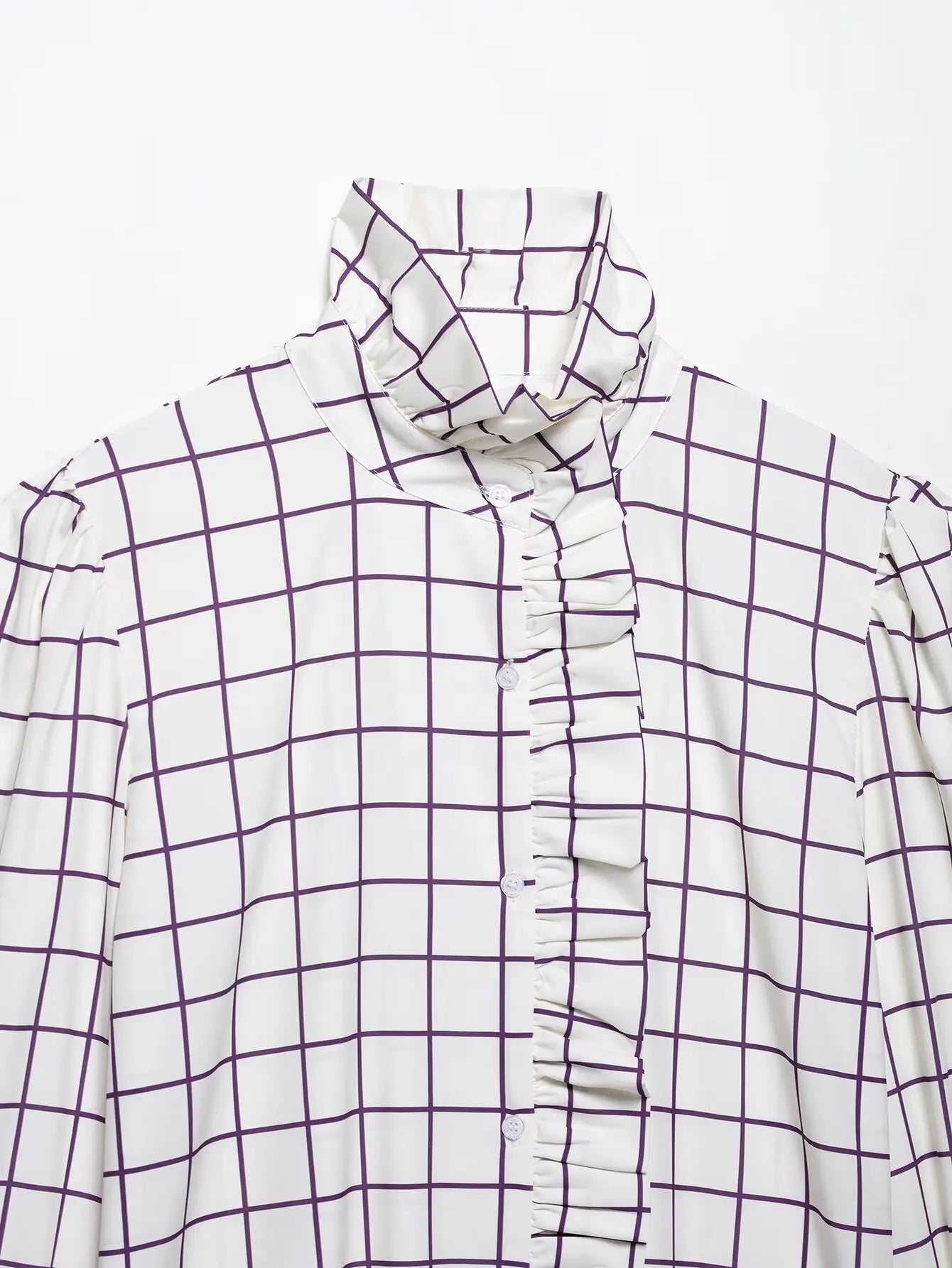 Yaphleet Women Elegant Ruffles Loose Purple Shirts 2025 Fashion Ladies Casual Blouses for Festival Female Chic Tops Clothes