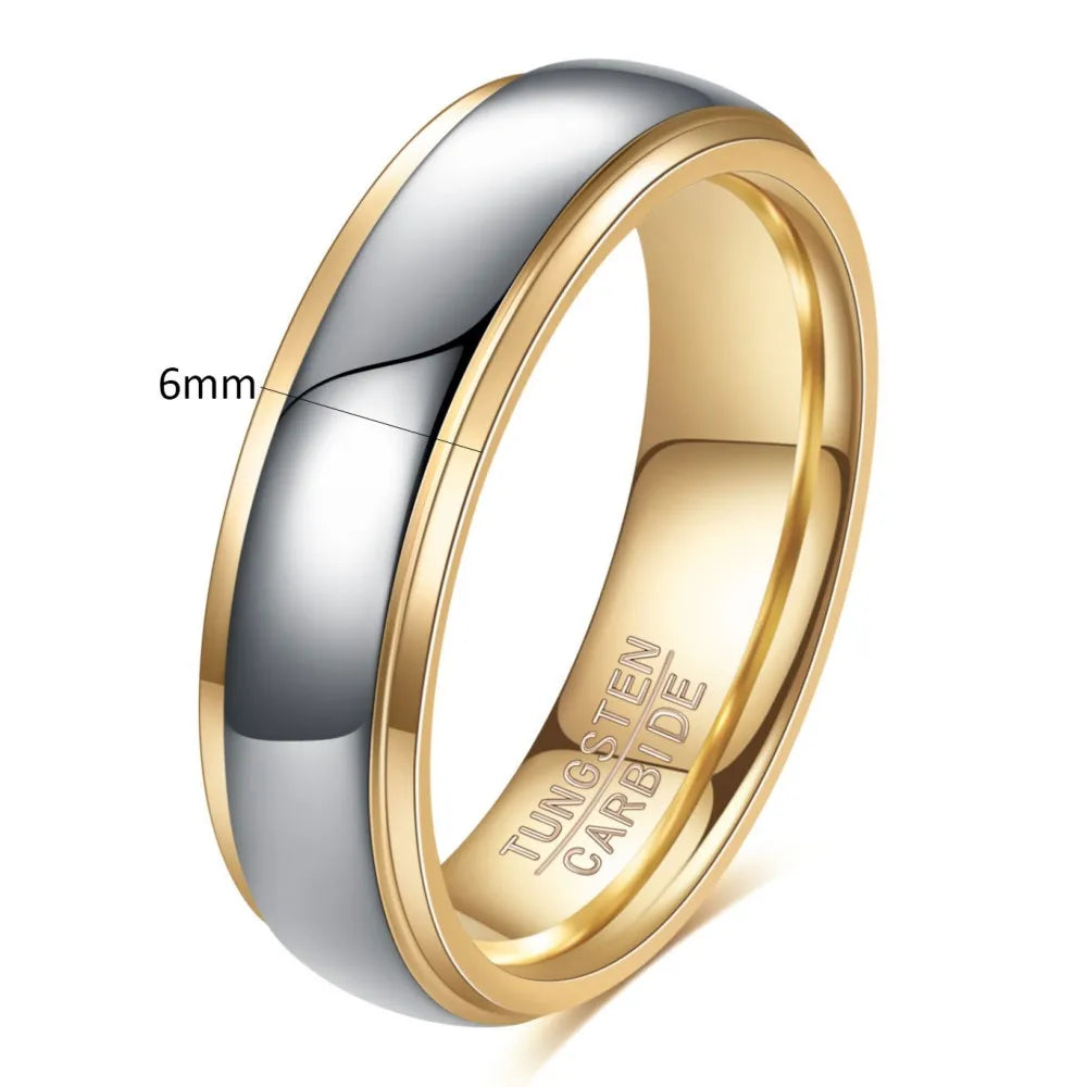 Classic 4/6mm Tungsten Men Ring Bilateral Curved Rose Gold Stainless Steel Ring for Women Wedding Band Couples Jewelry Accessory