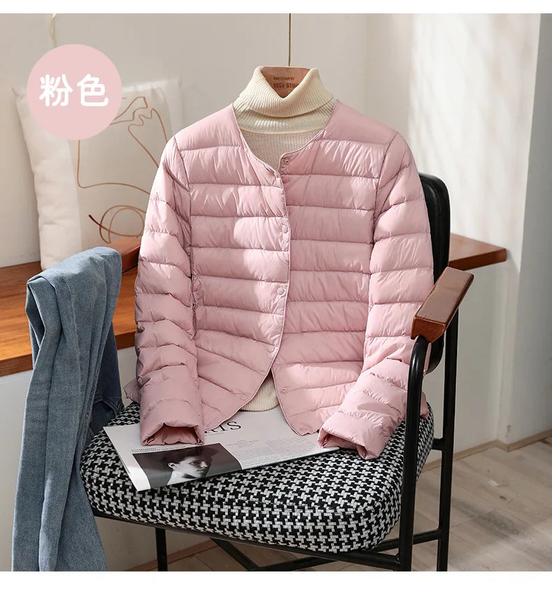2025 New Arrivals Autumn Winter Warm Women White Duck Down Slim Jackets Female Fashion Ultra Lightweight Packable Puffer Coats