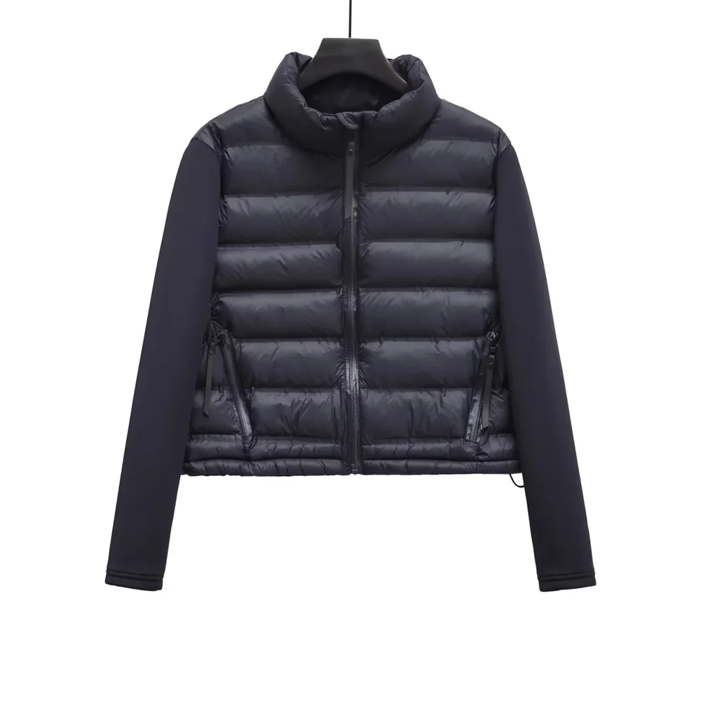 Kar&Otza 2025 Autumn/Winter New Women's Stand up Collar Splicing Short Cotton Clothes Lightweight Cotton Jacket Coat