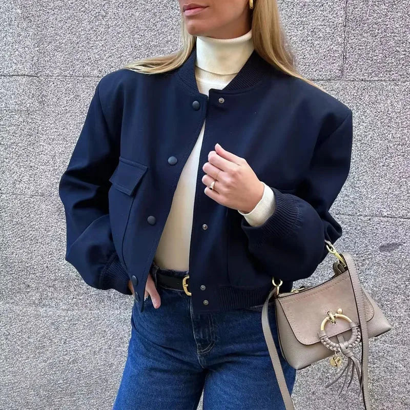 MUJER Women's Bomber Jacket Women Autumn Cropped Jacket For Women 2025 Long Sleeve Aviator Jackets Woman Fashion Short Coats