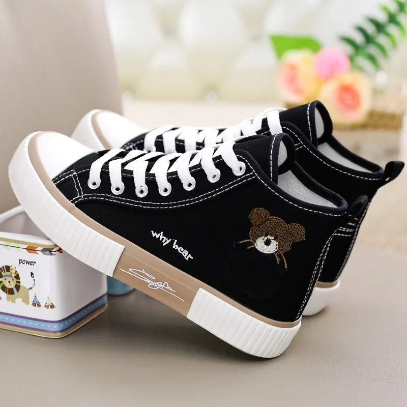 Cute Canvas Shoes Women Breathable Sneakers Brand Sport Shoes for Woman Casual Vulcanized Shoe Flats High Top Zapatos Mujer