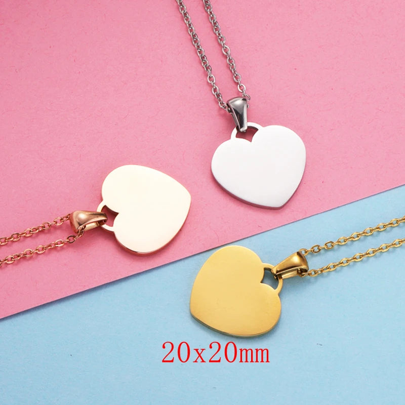 10pcs lot 304 Stainless steel mirror polished stainless steel heart-shaped charm necklace pendant for women's jewelry