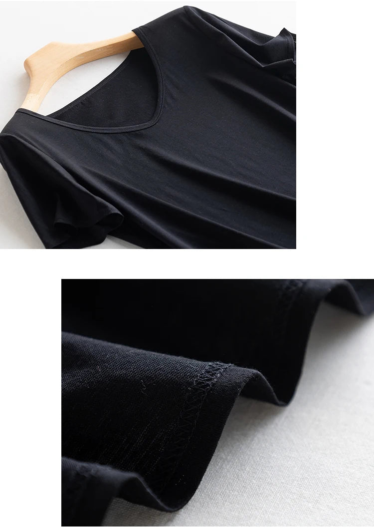 Summer Short Sleeve T-Shirt Women Tee Shirts Real Silk Linen Cotton T Shirt Women's Casual Tees V-neck Woman Tshirt Solid Tops