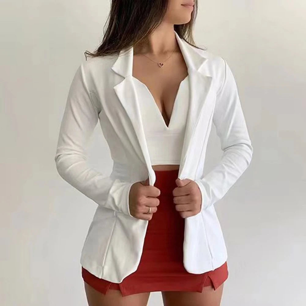 Stylish women's sports coat, long sleeved slim office sports casual top
