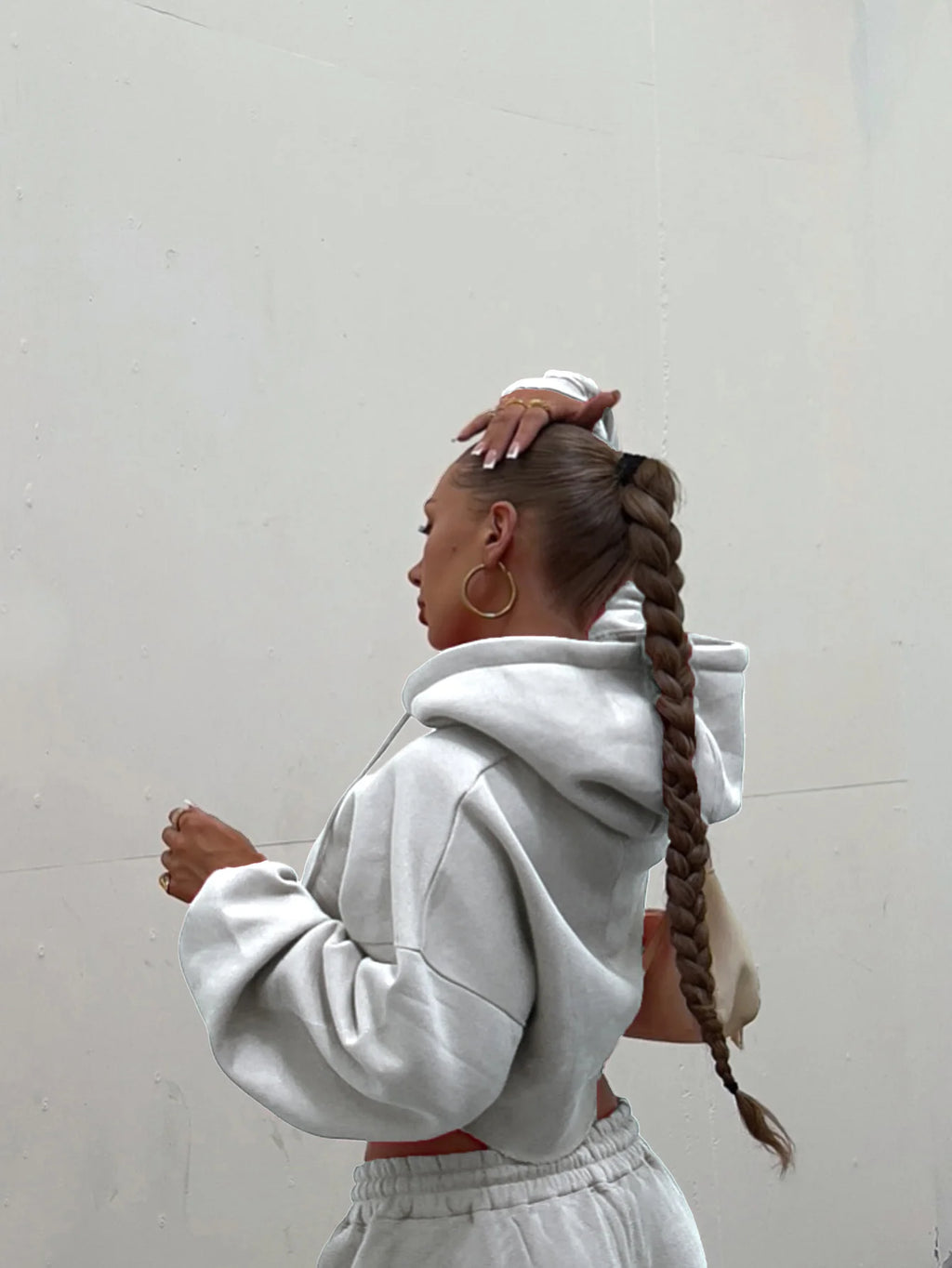 Women Hooded Zip-up Cropped Sweatshirt and Long Pants 2 Piece Sets 2025 Autumn Casual Hoodies Sweatpants Suit Tracksuits