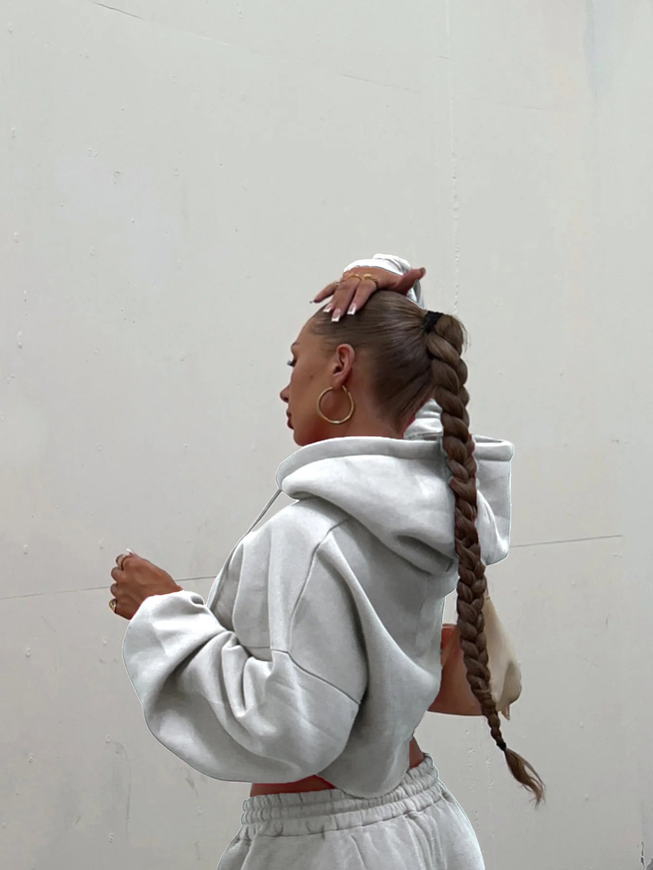 Women Hooded Zip-up Cropped Sweatshirt and Long Pants 2 Piece Sets 2025 Autumn Casual Hoodies Sweatpants Suit Tracksuits