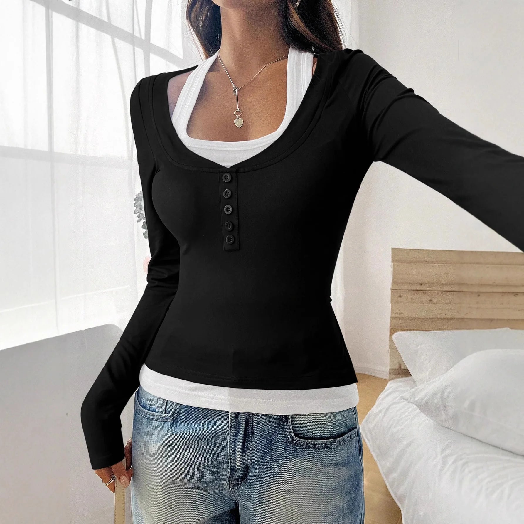 Solid Color Casual Slim T-shirts For Women 2025 Autumn Y2K Women's T-shirt Long Sleeve Blouses Tees Fashion Female Tops