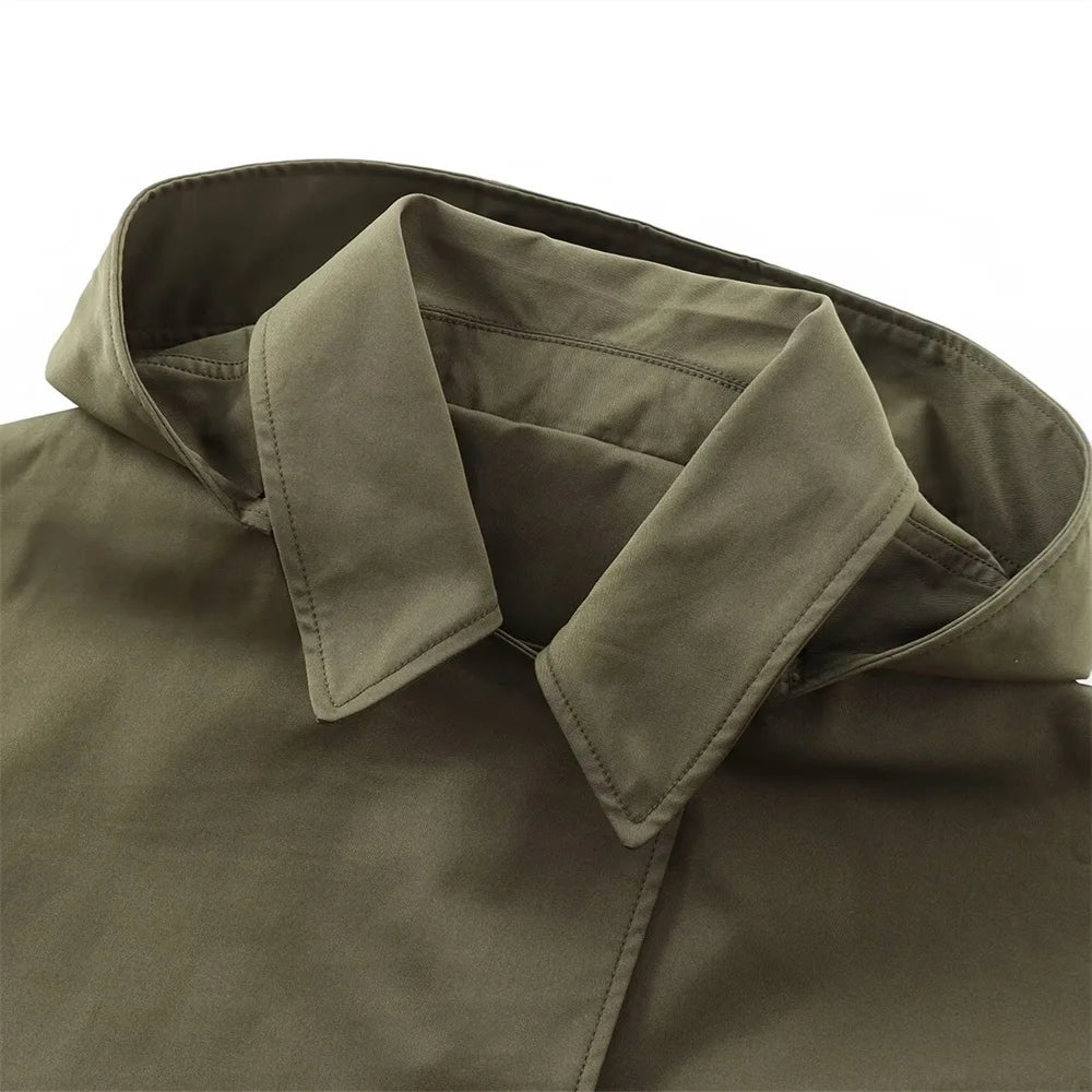 Autumn new European and American style hooded long sleeved lapel jacket single breasted trench coat short jacket