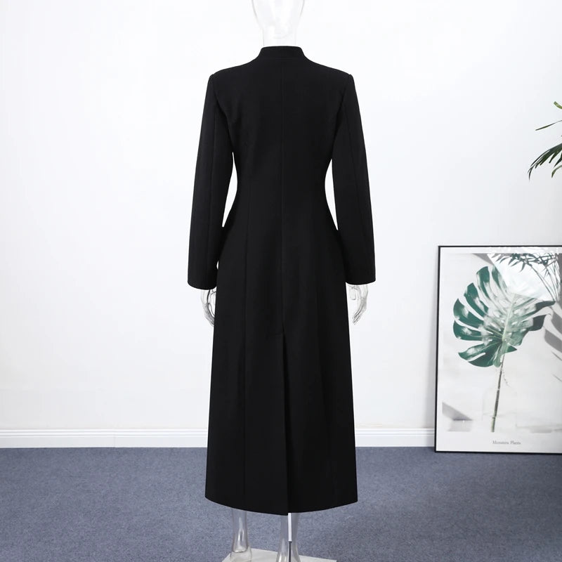 Faux Fur Parka Women Shoulder Pad Slim Waist Long Sleeves One Button Coats Female 2025 Winter Warm Solid Casual Outwears Lady