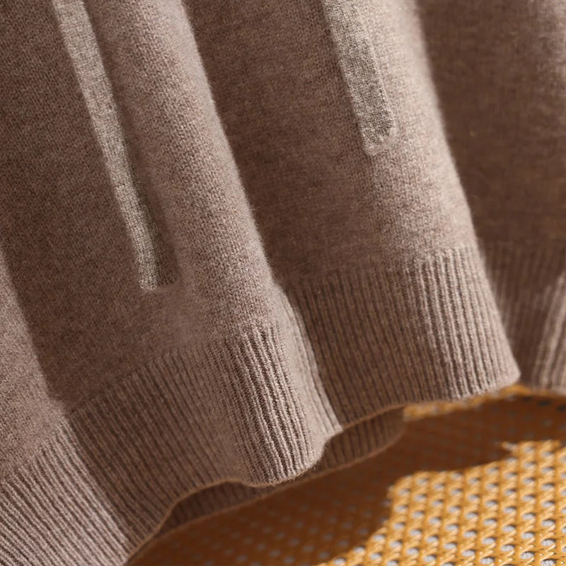 ADDONEE Autumn Winter Women's 100% Wool Set Hoodie Pullover Wide Leg Pants Thick Casual Cashmere Knitwear Sweater Trousers Suit