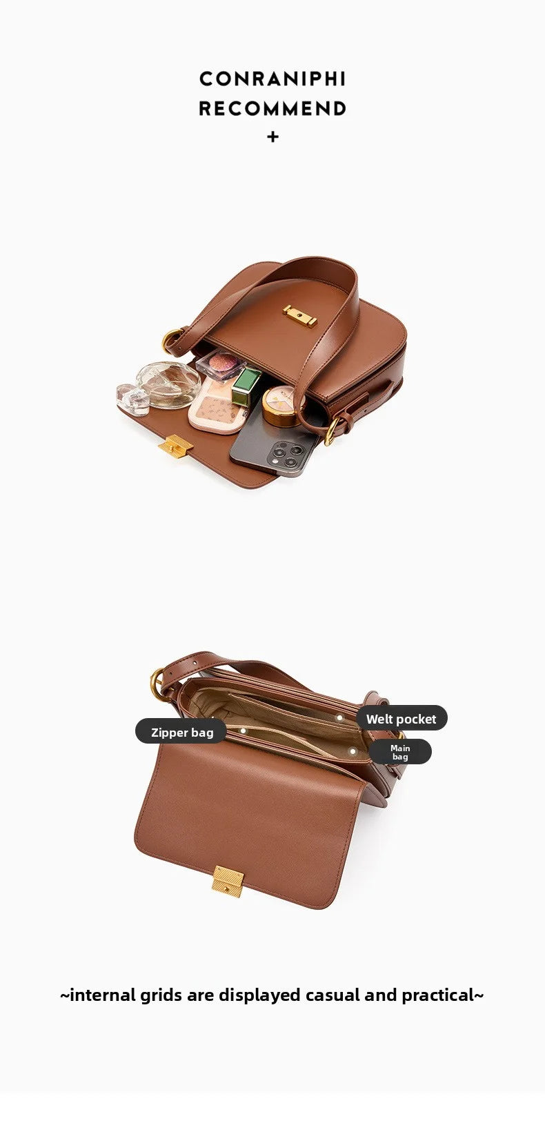 Luxury Underarm Bag, Genuine Leather Women's Bag, 2025 New Spring/Summer Fashion Tofu Bag, Single Shoulder Crossbody Bag