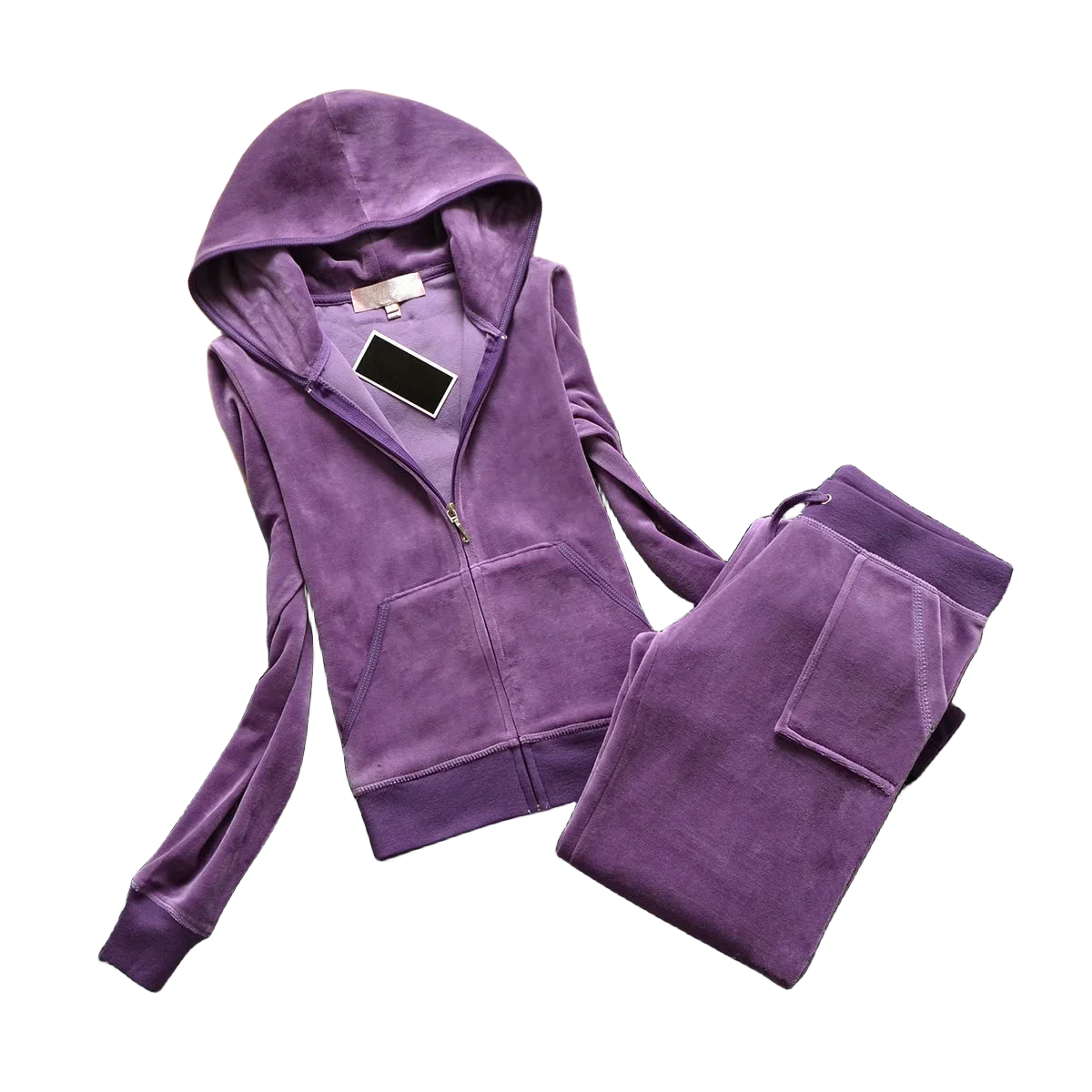 2 Piece Sets Women Outfit Tracksuit Hoodies Juicy Tracksuit 2 Piece Set with Pocket Trousers and Jacket Sets Velvet Tracksuit