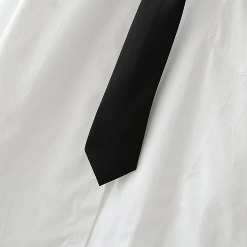 GIDYQ Women White Jk Shirts Long Sleeve Fall Student Shirts Casual Button Up Japan Black Tie Preppy Style Girls Tops New