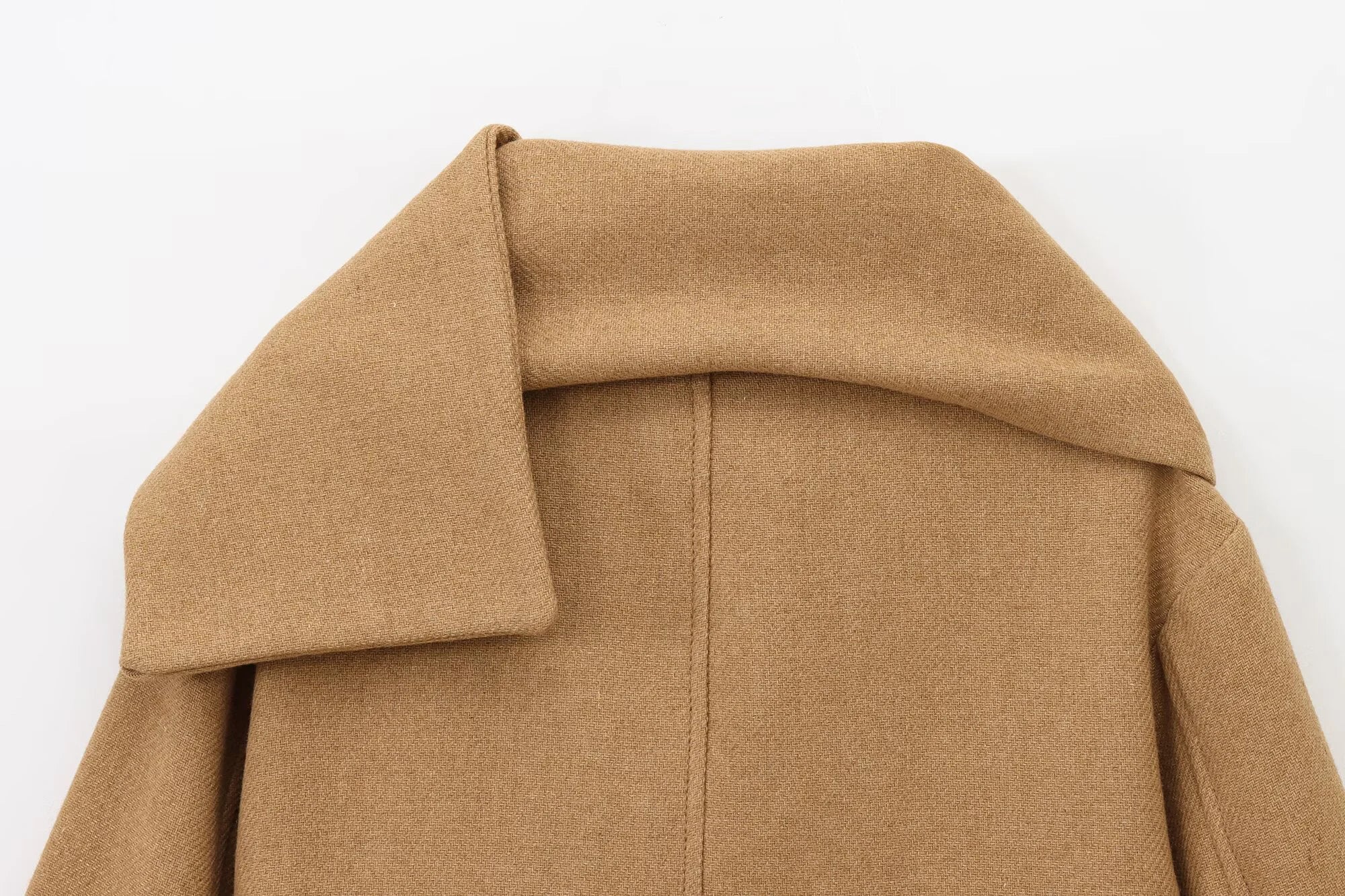 ZERAINS 2025 Autumn/Winter New Product Women's Wear High Grade Wool Blended Scarf Round Neck Long Sleeve Coat Coat