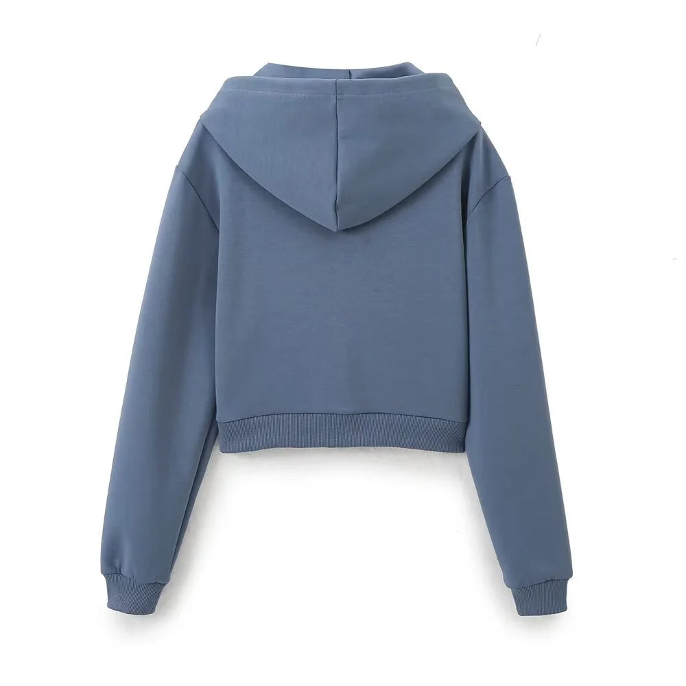 Autumn new women's fashionable casual zipper decoration hooded long sleeved sweatshirt jacket trumpet pants set