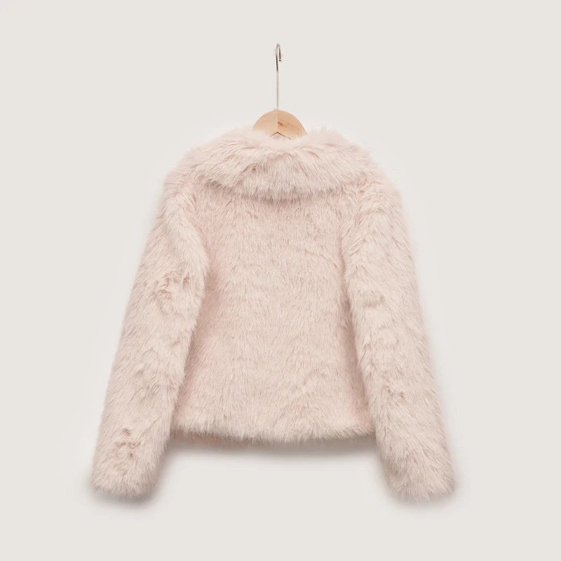 Fashion Vintge Women's Faux Fur Coat Turn-Down Collar Classic Overcoats Basic Fluffy Fox Jackets Lady Elegant Overcoats