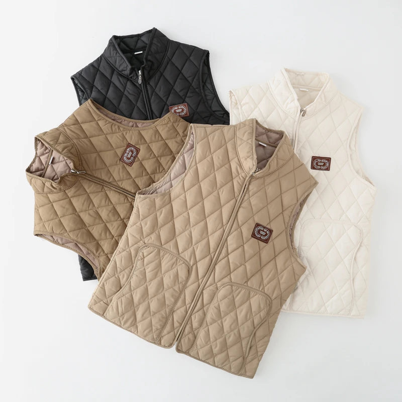 2025 Lightweight Cotton Vest for Middle-Aged And Elderly Women Stand Collar Sleeveless Casual Outerwear Anti-Cold And Warmth