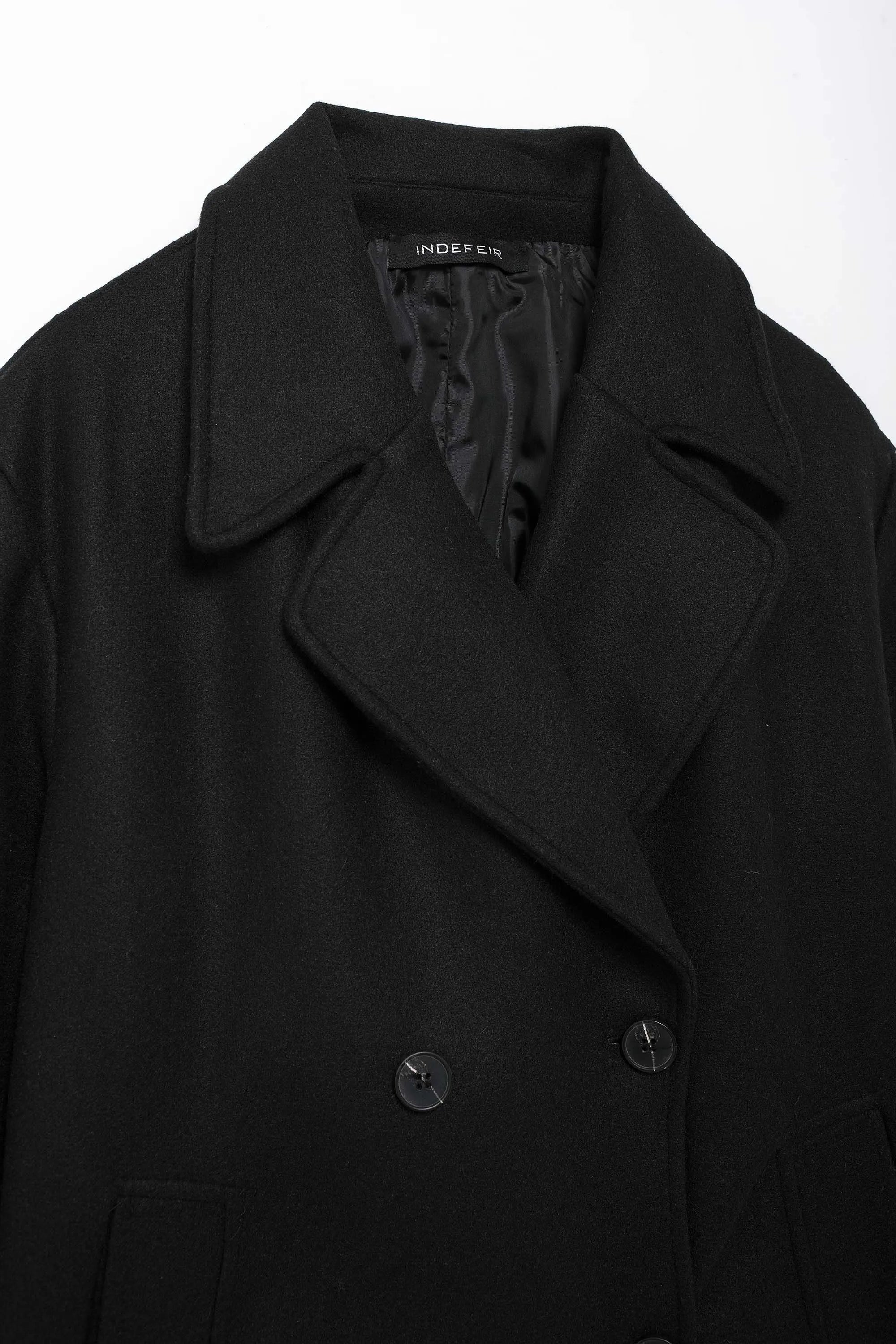 TRAFZA Women Winter Casual Wool Blend Notched Lapel Collar Coat Chic Double-breasted Trench Coats Oversized Female Long Jackets