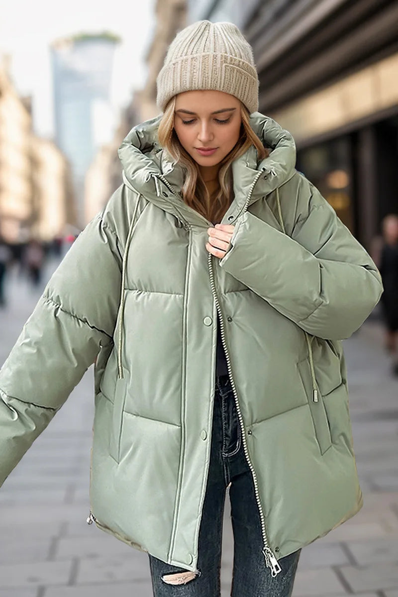 Best Selling Female's Padded Coat Winter Solid Color Hooded Women's Puffer Coat Versatile Thickened Quilted Jacket For Lady