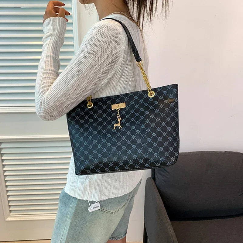 Summer High Quality PU Leather Fashion Large-capacity Shoulder Armpit Women's Bag Work Student Travel Female Retro Handbag Tote